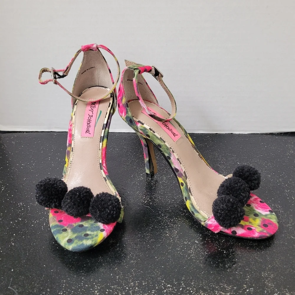 Betsey Johnson Colorful Pom-Pom Heels